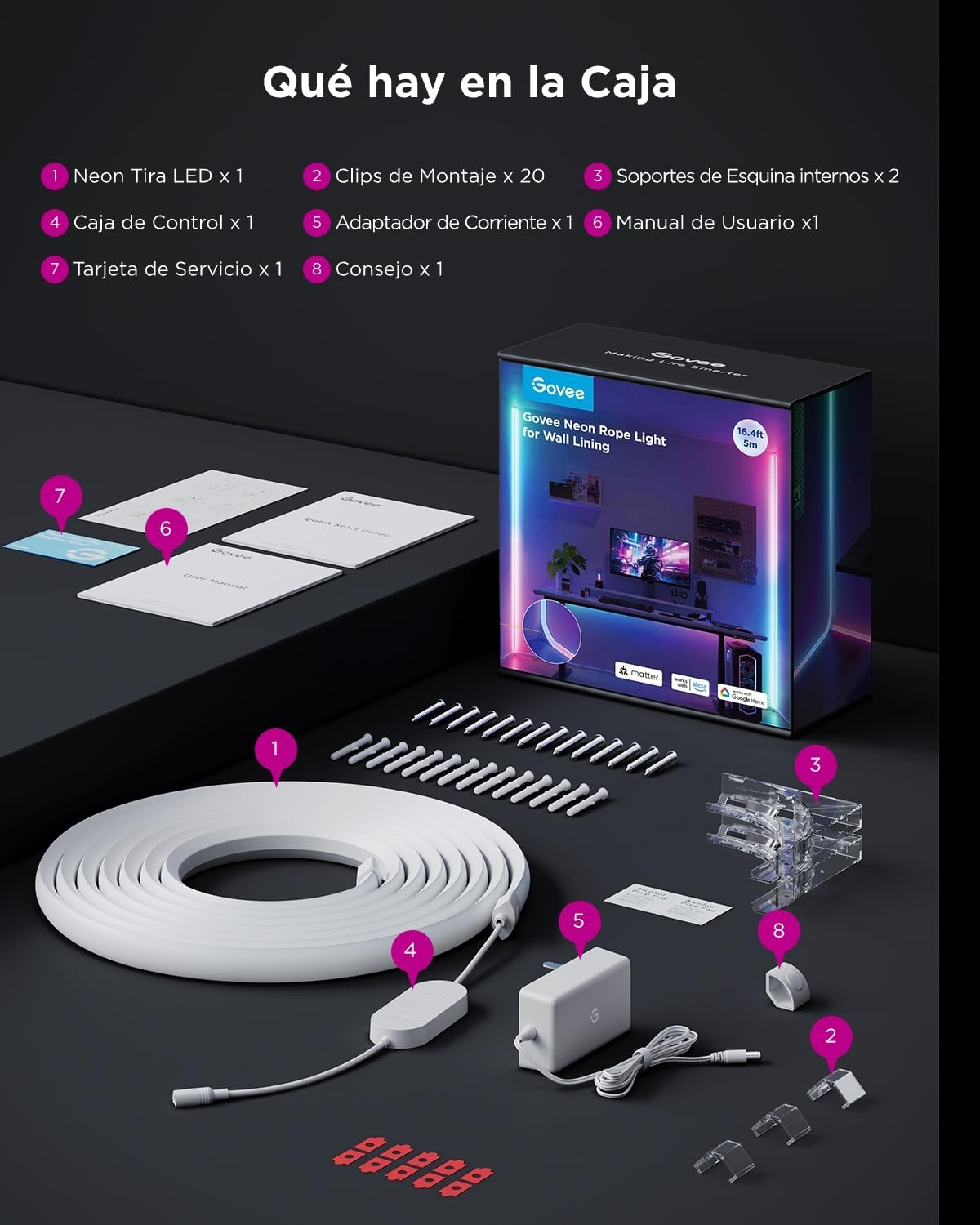 Tira led estilo Neon Govee para esquinas