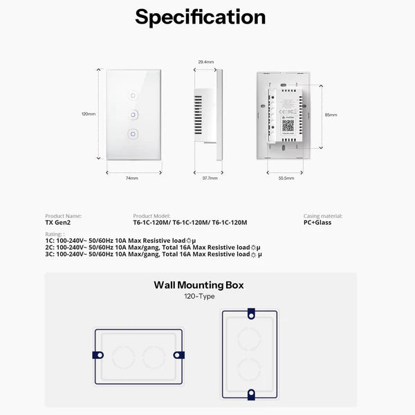 Interruptor Inteligente Sonoff TX Gen 2 - T6