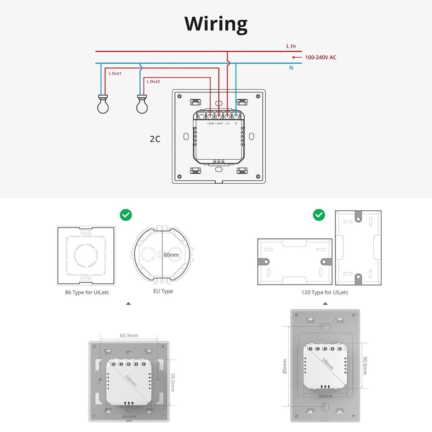 Interruptor de Pared Inteligente Sonoff Tx Ultimate T5 Wifi