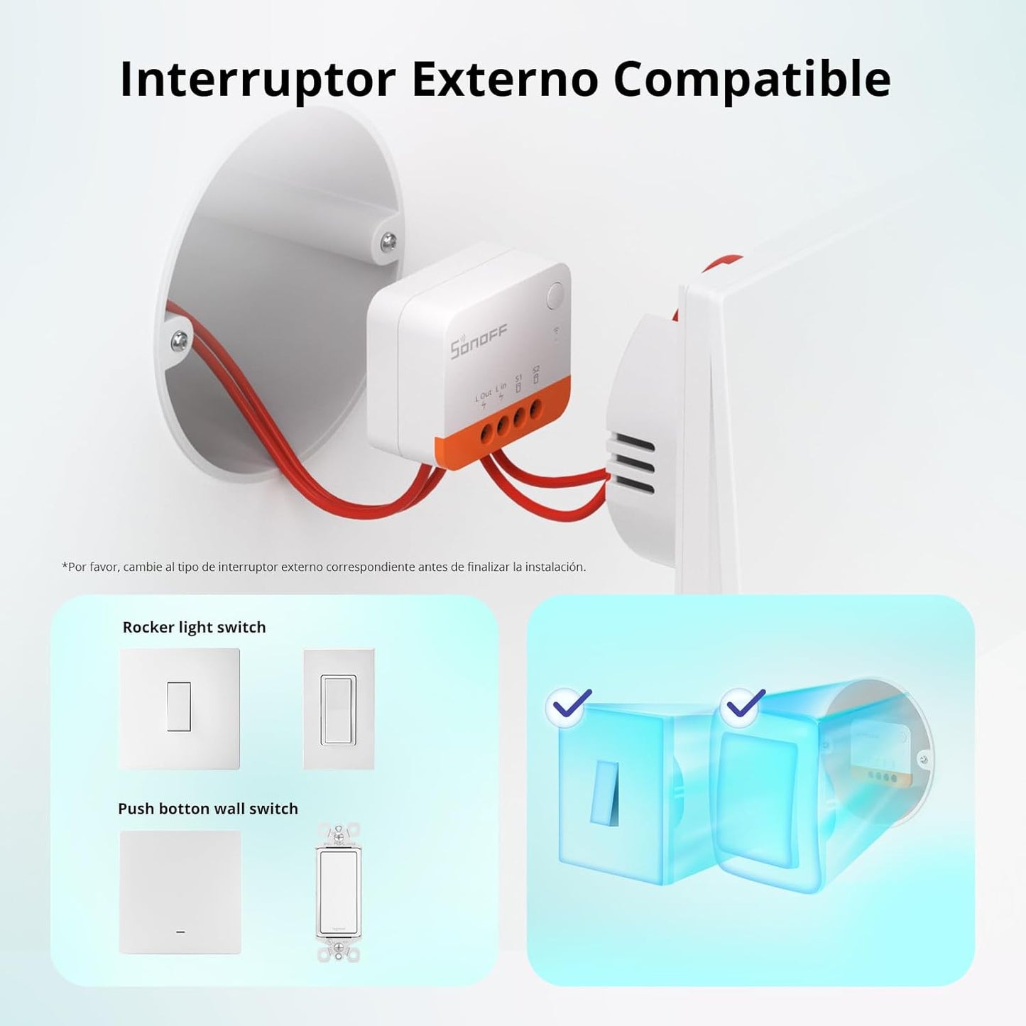Interruptor inteligente Zigbee Sonoff ZBMINIL2 sin neutro