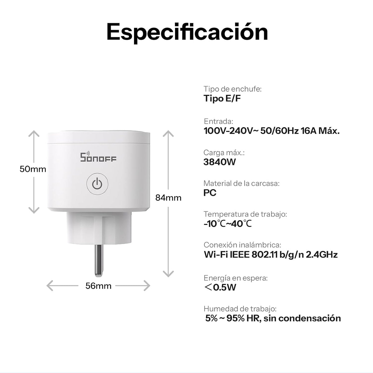 Enchufe inteligente Sonoff iPlug Gen2 S61s Type F Matter Wifi