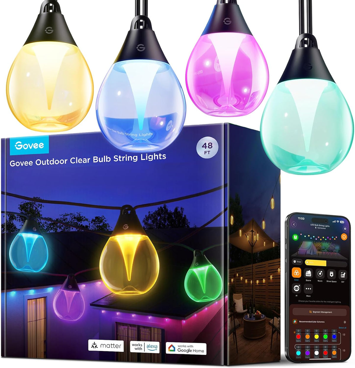 Guirnalda de luces transparentes Govee RGBWIC