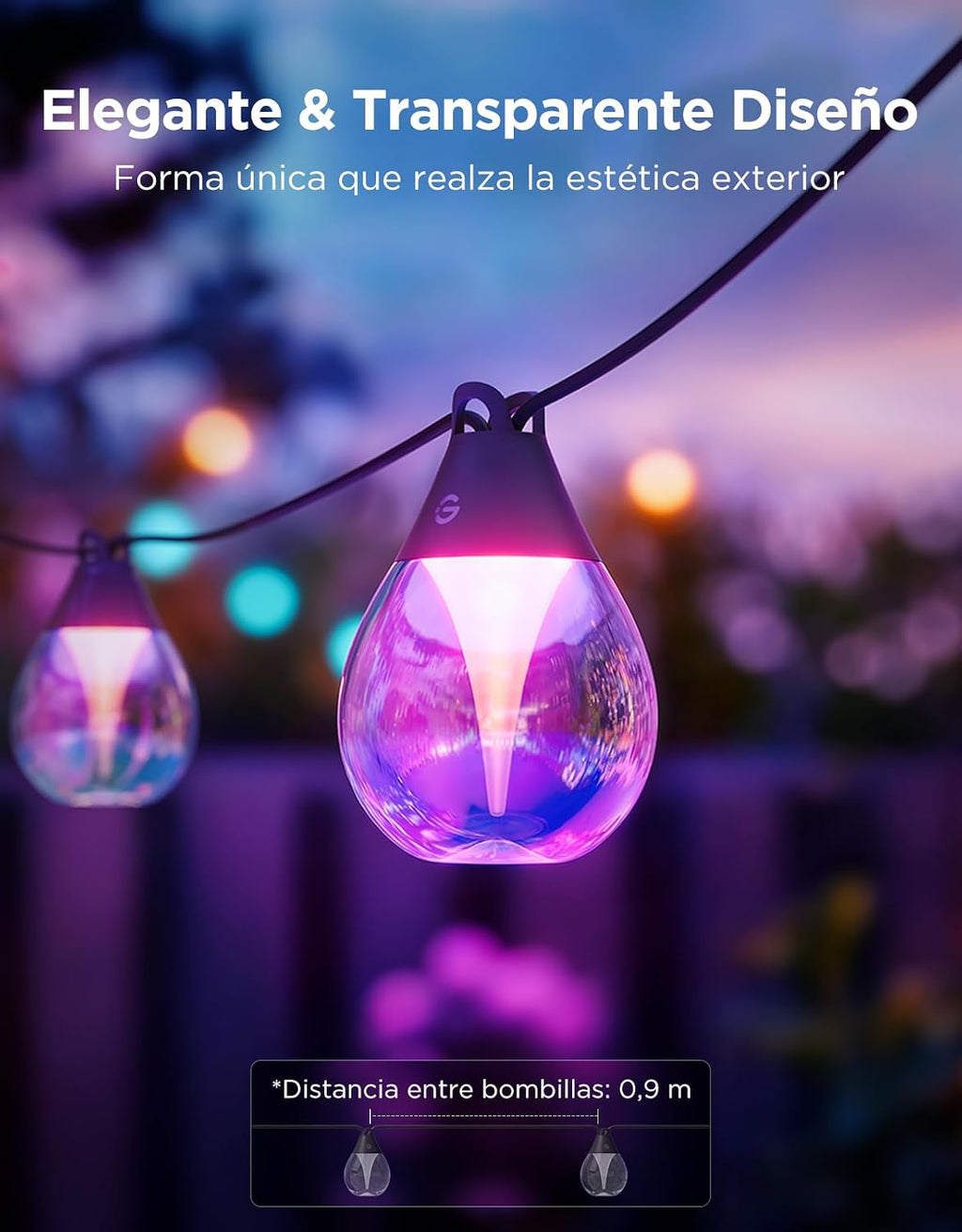 Guirnalda de luces transparentes Govee RGBWIC