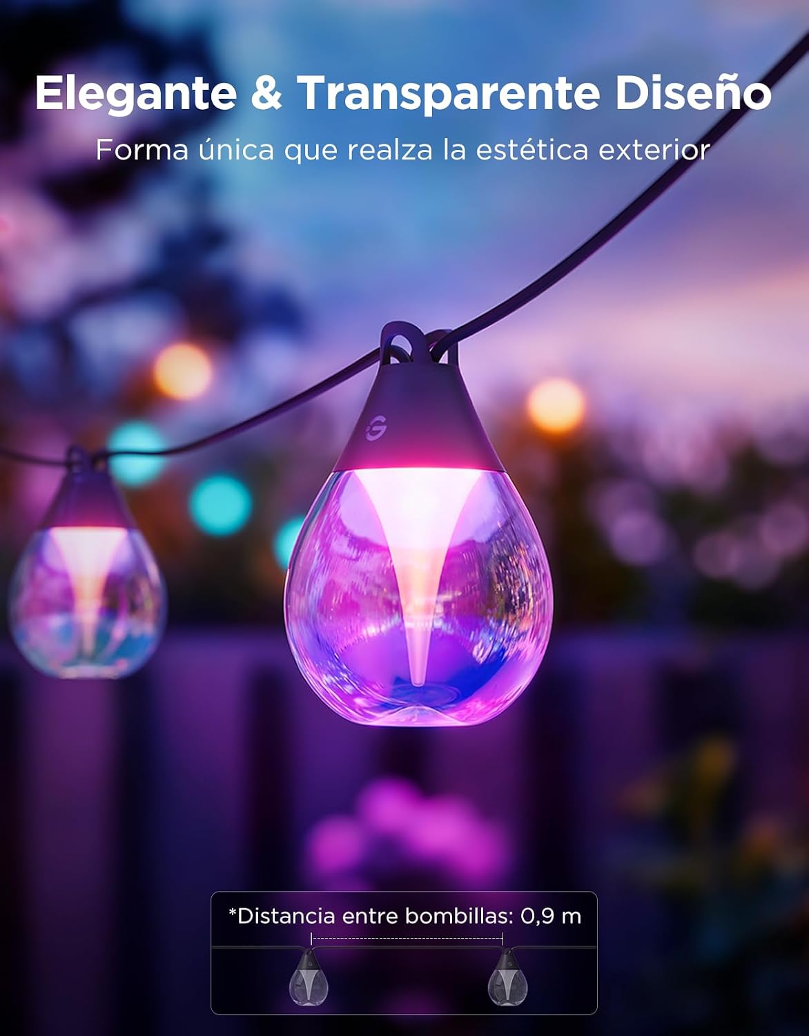 Guirnalda de luces transparentes Govee RGBWIC