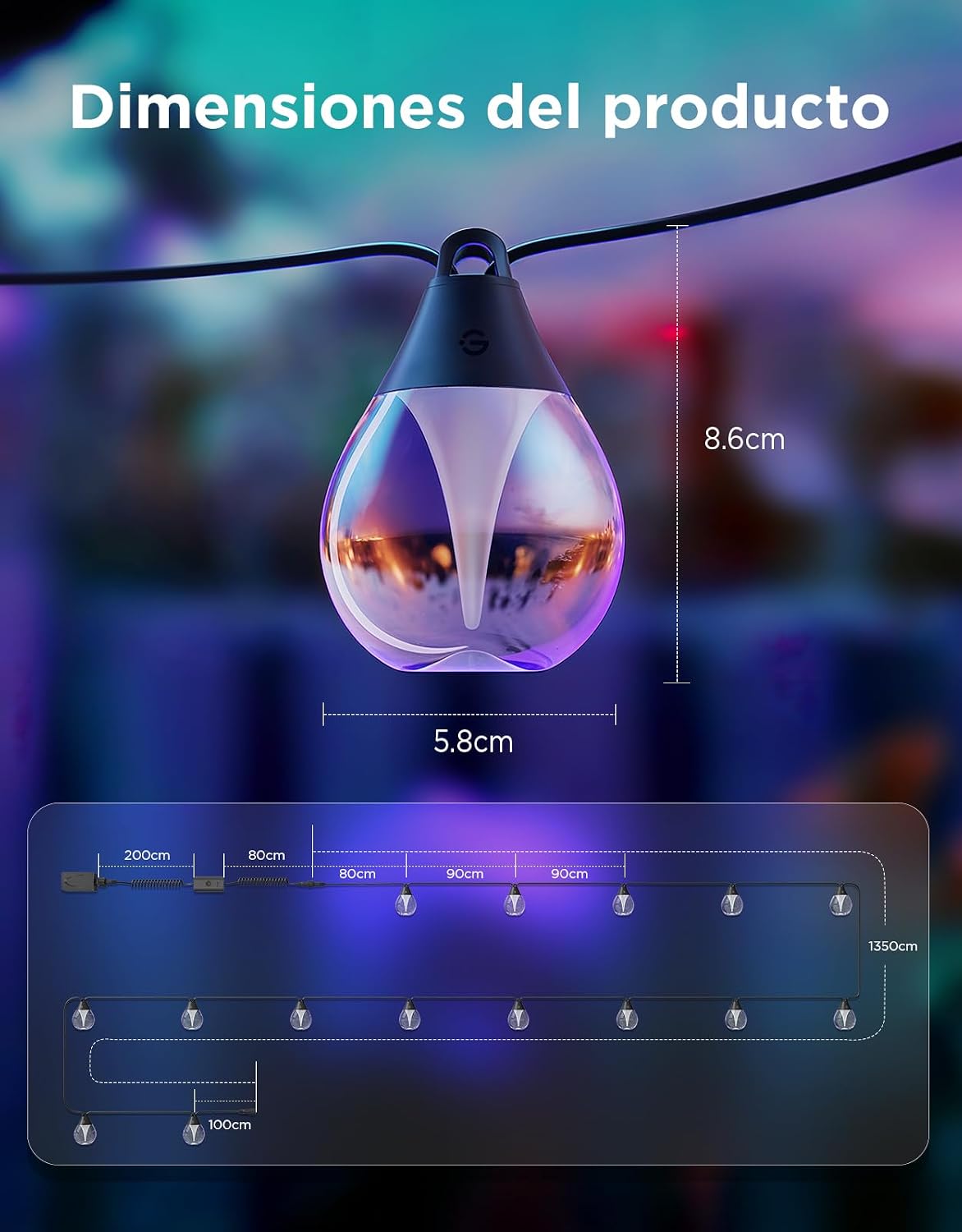 Guirnalda de luces transparentes Govee RGBWIC
