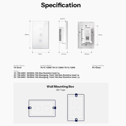 Interruptor Inteligente Sonoff TX Gen 2 - T6