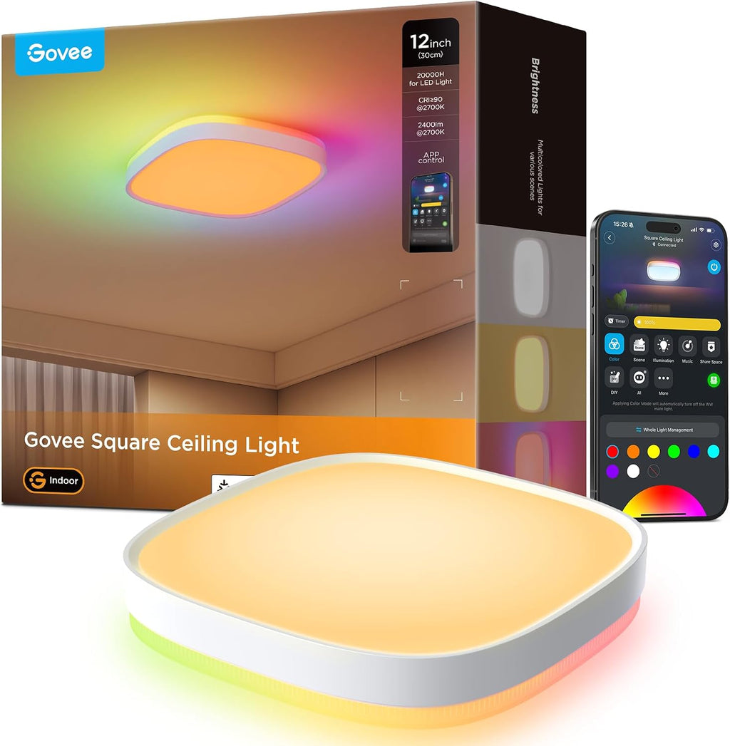 Plafón Led Inteligente Cuadrado Govee RGBIC