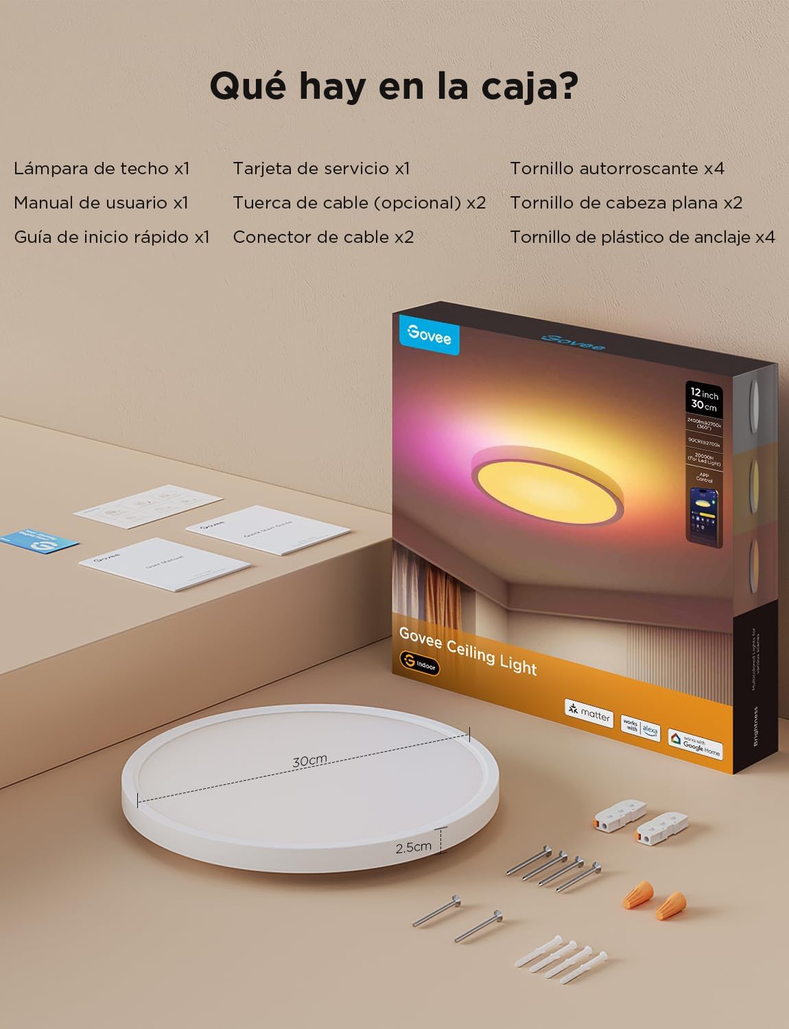 Plafón led inteligente redondo 1S Govee RGBIC
