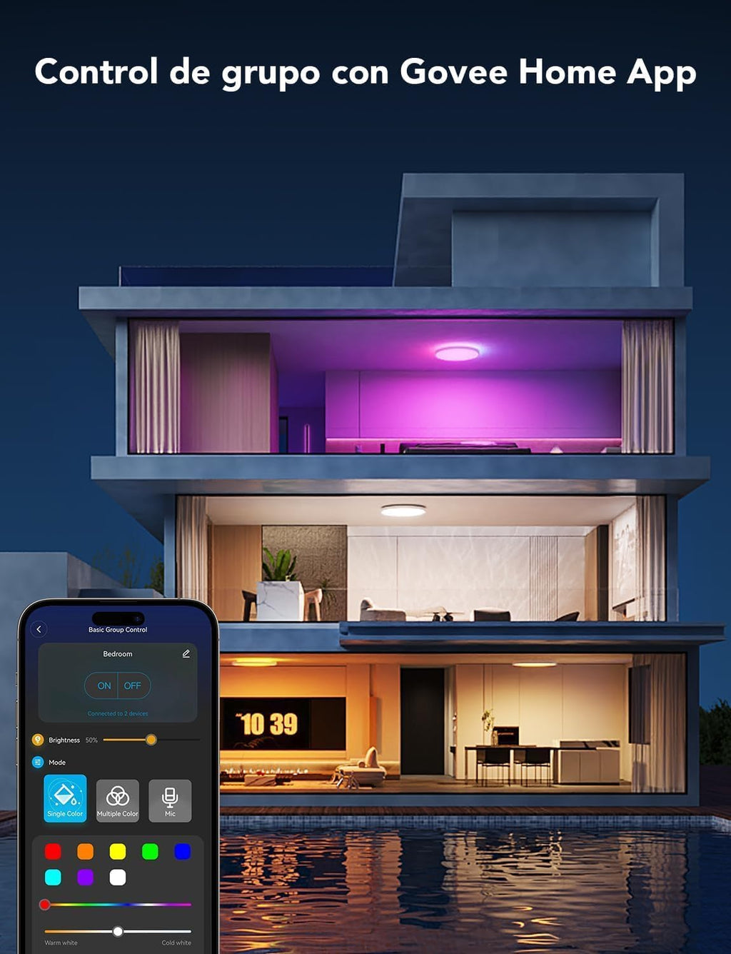 Plafón led inteligente redondo 1S Govee RGBIC