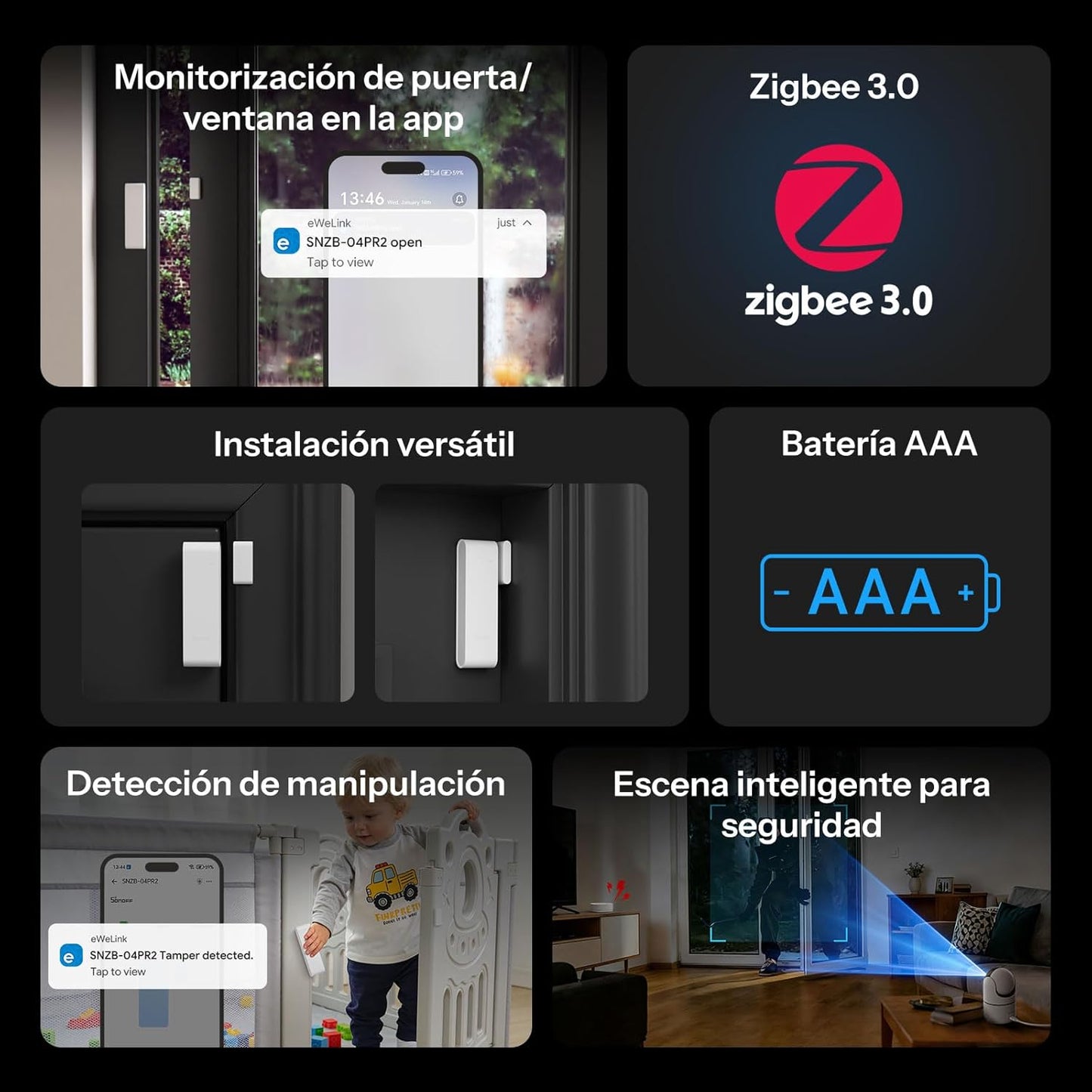 Sensor de Puerta Zigbee SONOFF SenseGuard DW Gen2