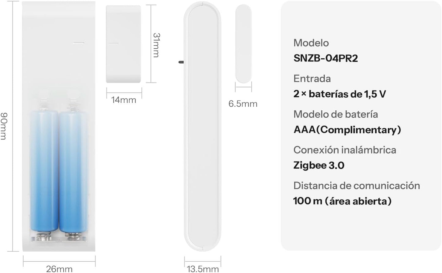 Sensor de Puerta Zigbee SONOFF SenseGuard DW Gen2