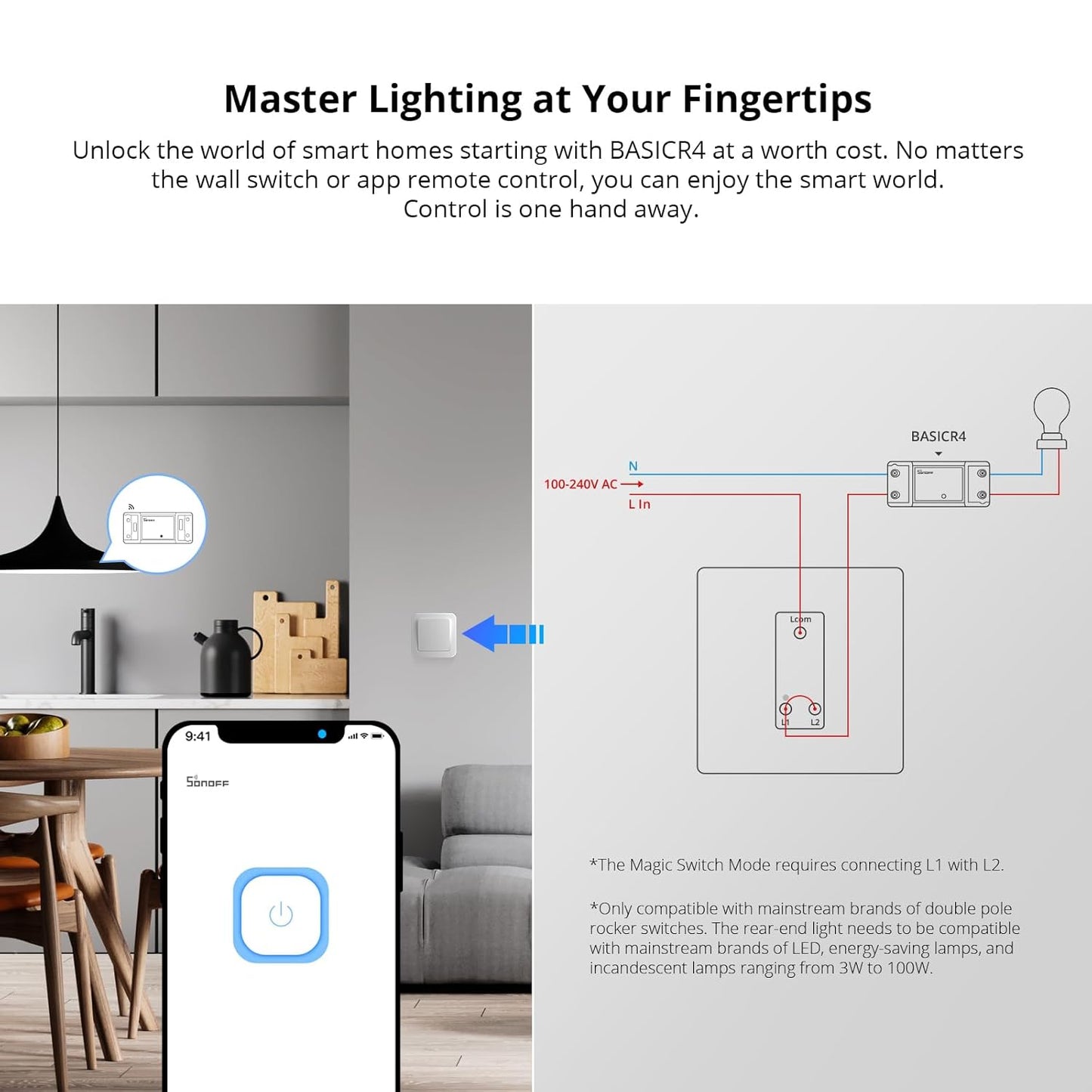 Interruptor inteligente Sonoff BASICR4 Wifi