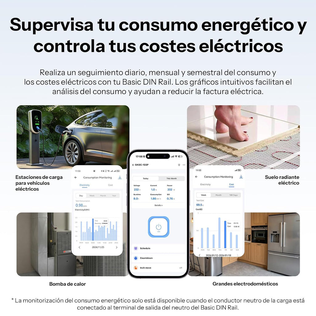 Interruptor inteligente SONOFF Basic para riel DIN con Matter vía WiFi | BASIC-1GSP
