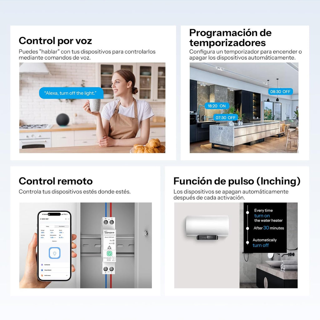 Interruptor inteligente SONOFF Basic para riel DIN con Matter vía WiFi | BASIC-1GSP