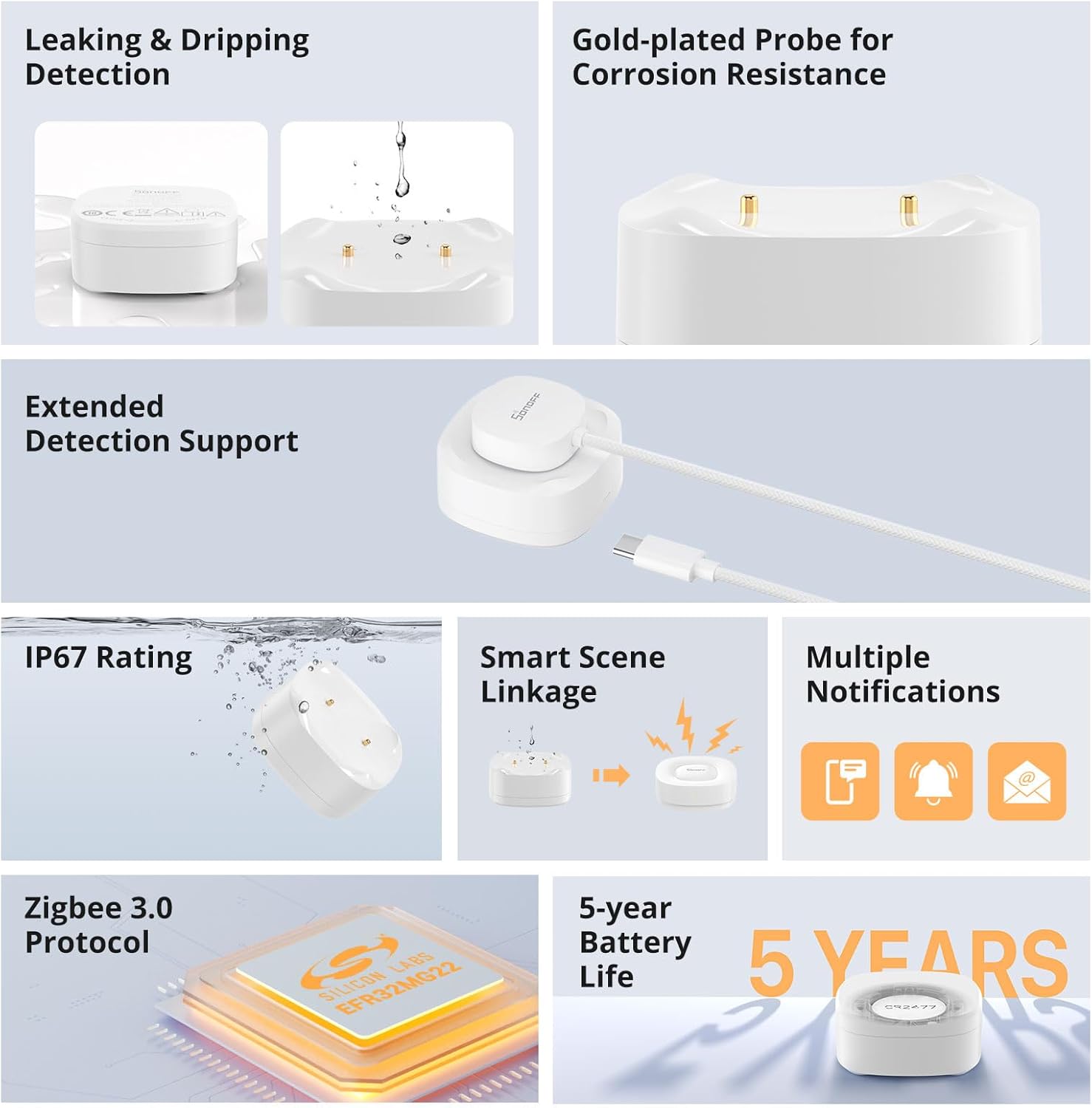 Sensor de fugas de agua Sonoff SNZB-05P Zigbee