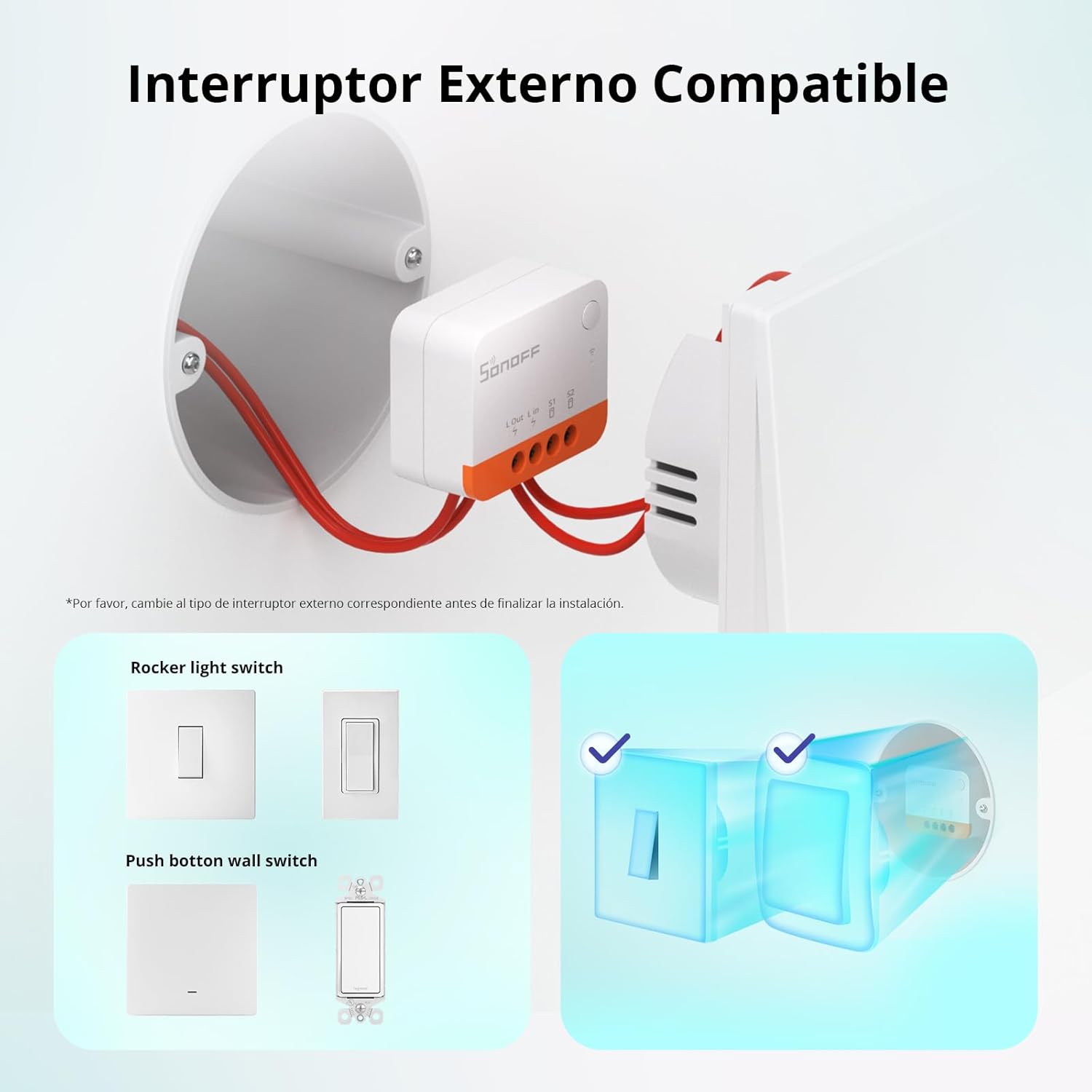 Interruptor inteligente Zigbee Sonoff ZBMINIL2 sin neutro